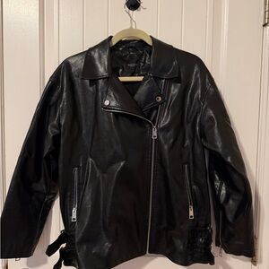 Nasty Gal Black Faux Leather Asymmetric Zip Jacket